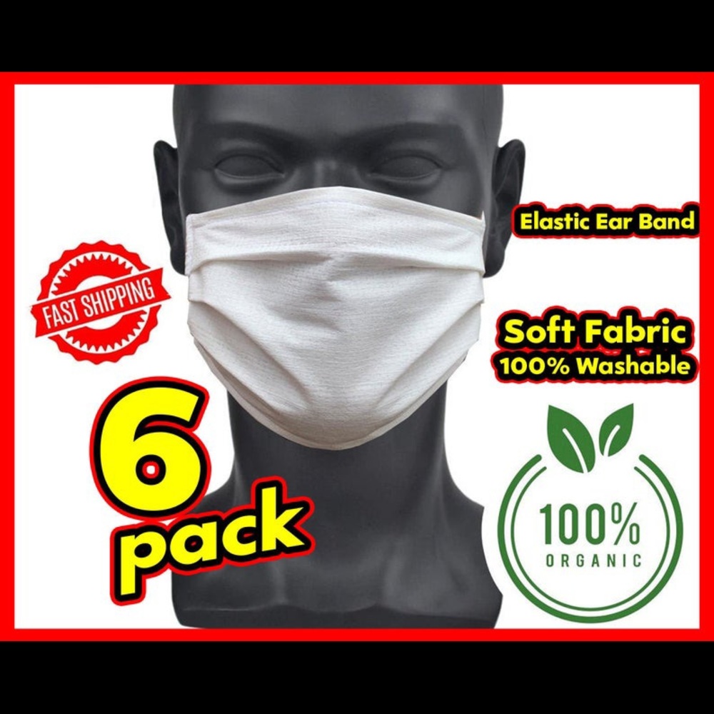 6 Pack Filter Mask 2 layer Face Cover With Elastic